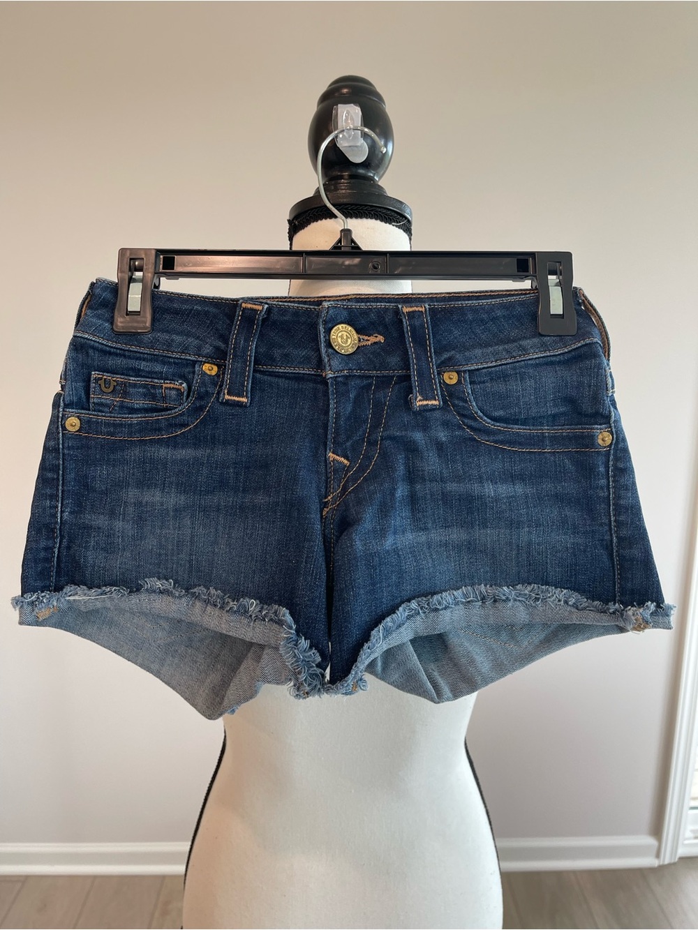 True Religion denim jean shorts in a size 24 festival concert Y2K